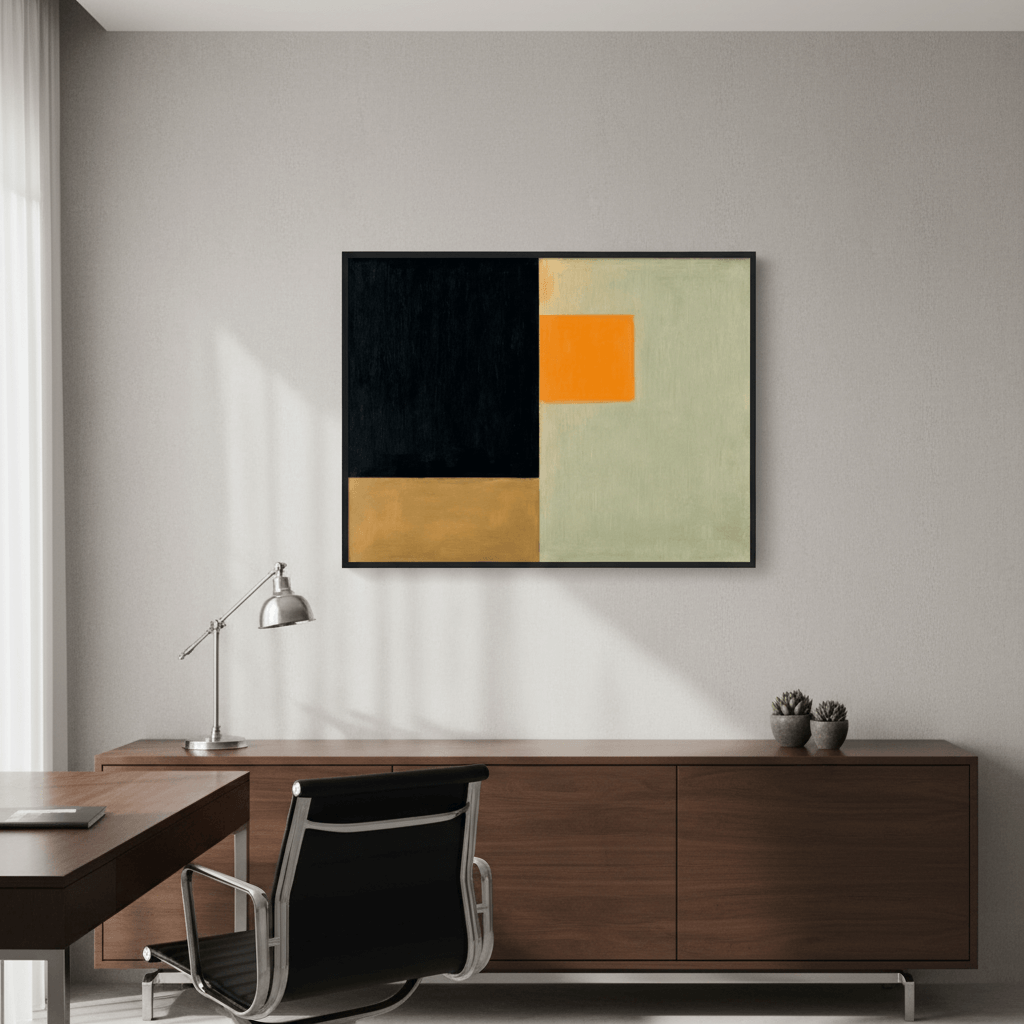Clarity No. 07 The Distillation modern neutral abstract print with light beige and grey tones, simplified geometric composition