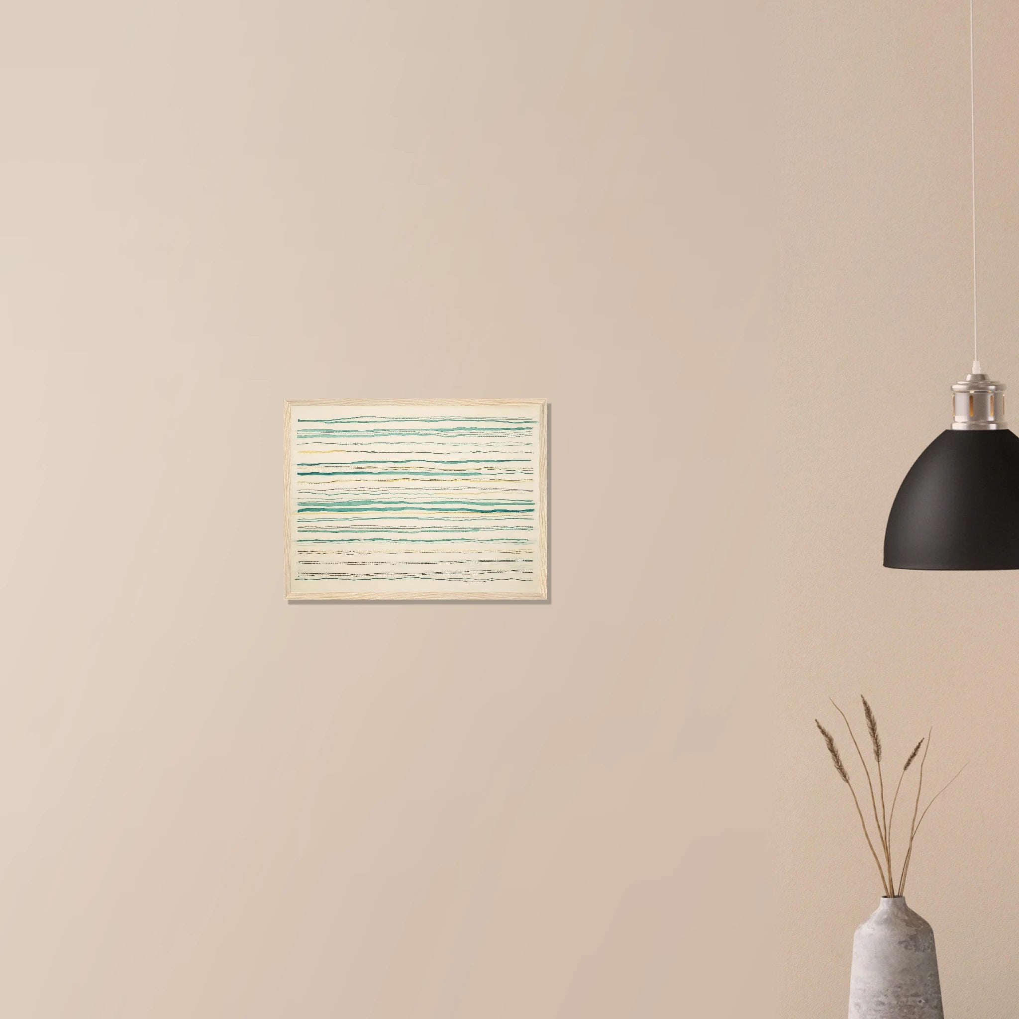 Clarity No. 04 The Protocol modern minimalist print in natural wood frame on neutral wall, refined tonal grid