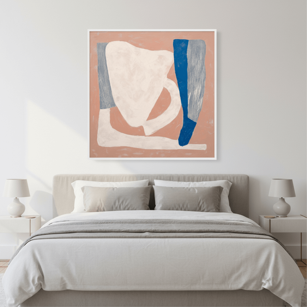 Maritime No. 01 Fog Wrapped Hull modern nautical abstract print with misty blue and charcoal tones, moody harbor artwork