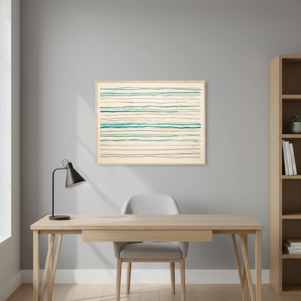 Clarity No. 04 The Protocol modern neutral abstract print with ivory and beige blocks, refined grid inspired composition