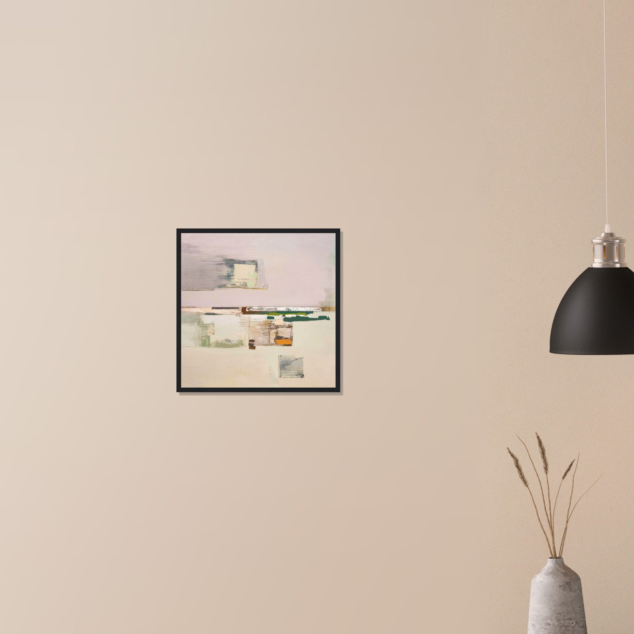 Oakville Floor refined wine valley abstract in white frame on neutral wall in modern home, gentle geometric fields and natural hues