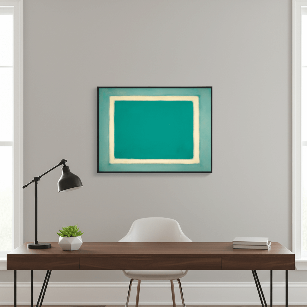 Clarity No. 03 The Threshold modern neutral abstract print with cream and pale taupe division, clean minimal composition