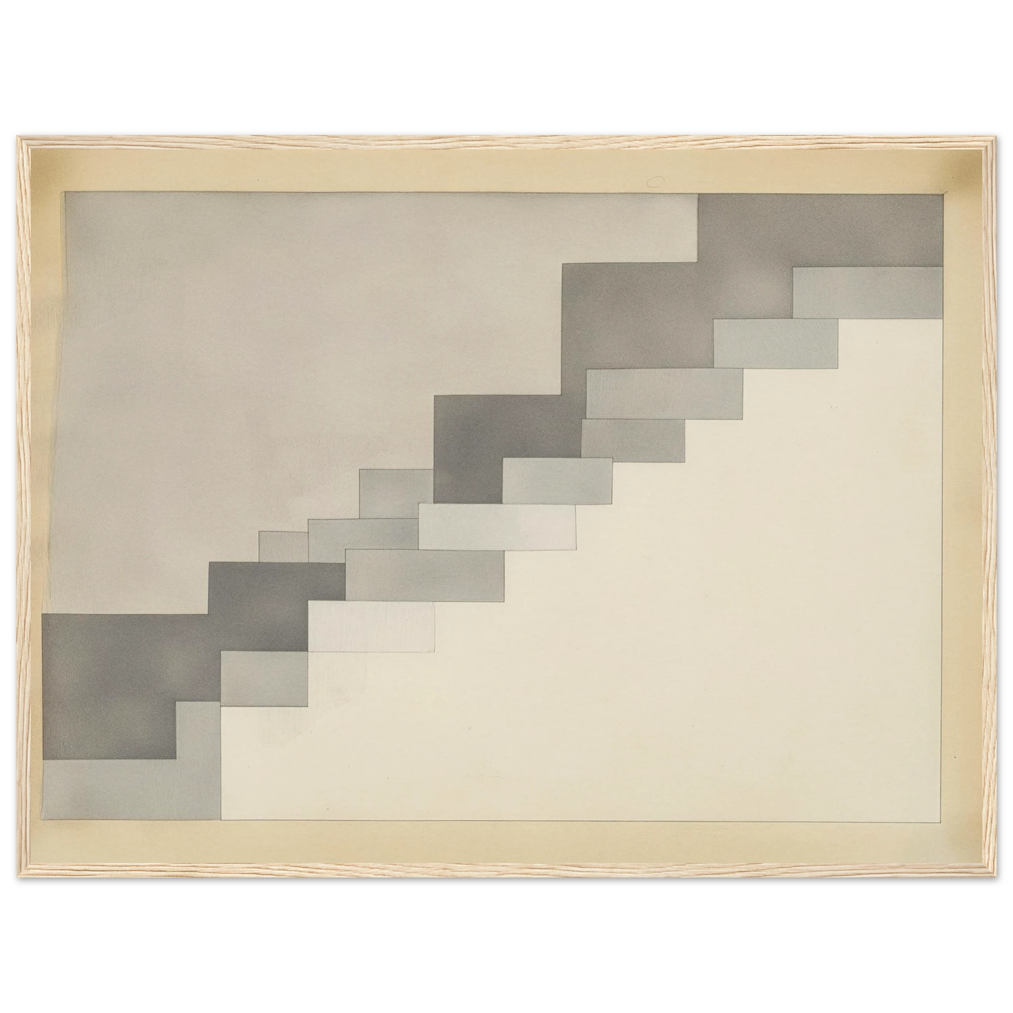 Clarity No. 06 The Reduction minimalist abstract wall art in soft ivory and warm beige, simplified geometric blocks with refined tonal contrast