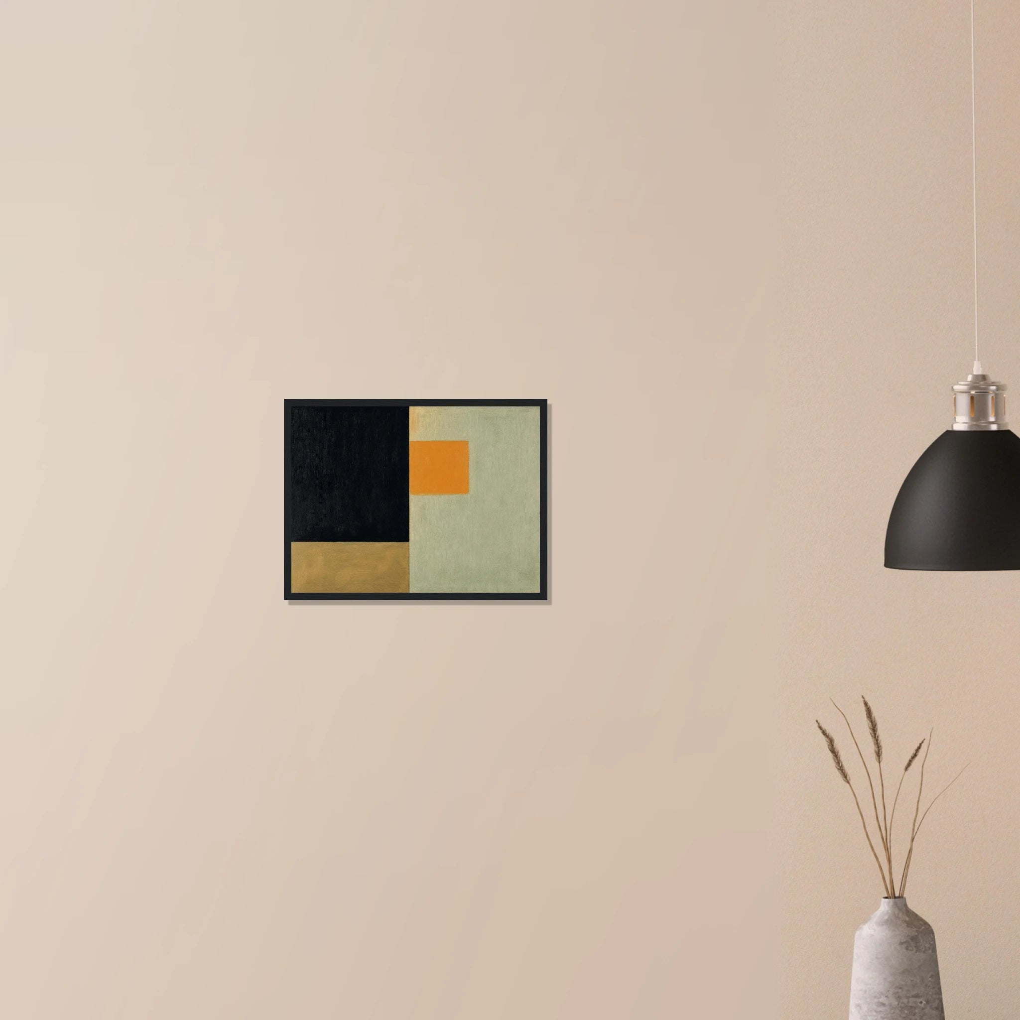 Clarity No. 07 The Distillation modern abstract decor in natural wood frame on neutral wall, subtle tonal layering