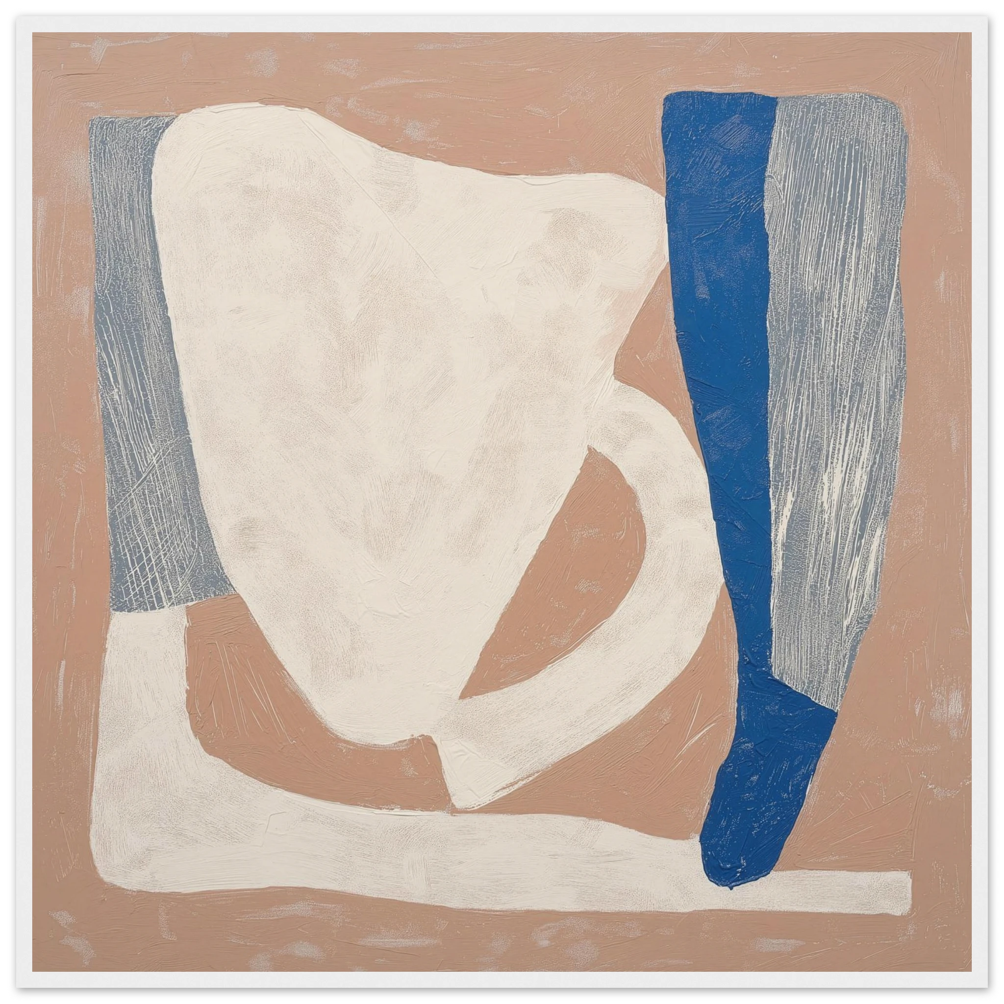 Maritime No. 01 Fog Wrapped Hull abstract coastal wall art in soft grey and deep navy, fog layered boat hull with atmospheric texture