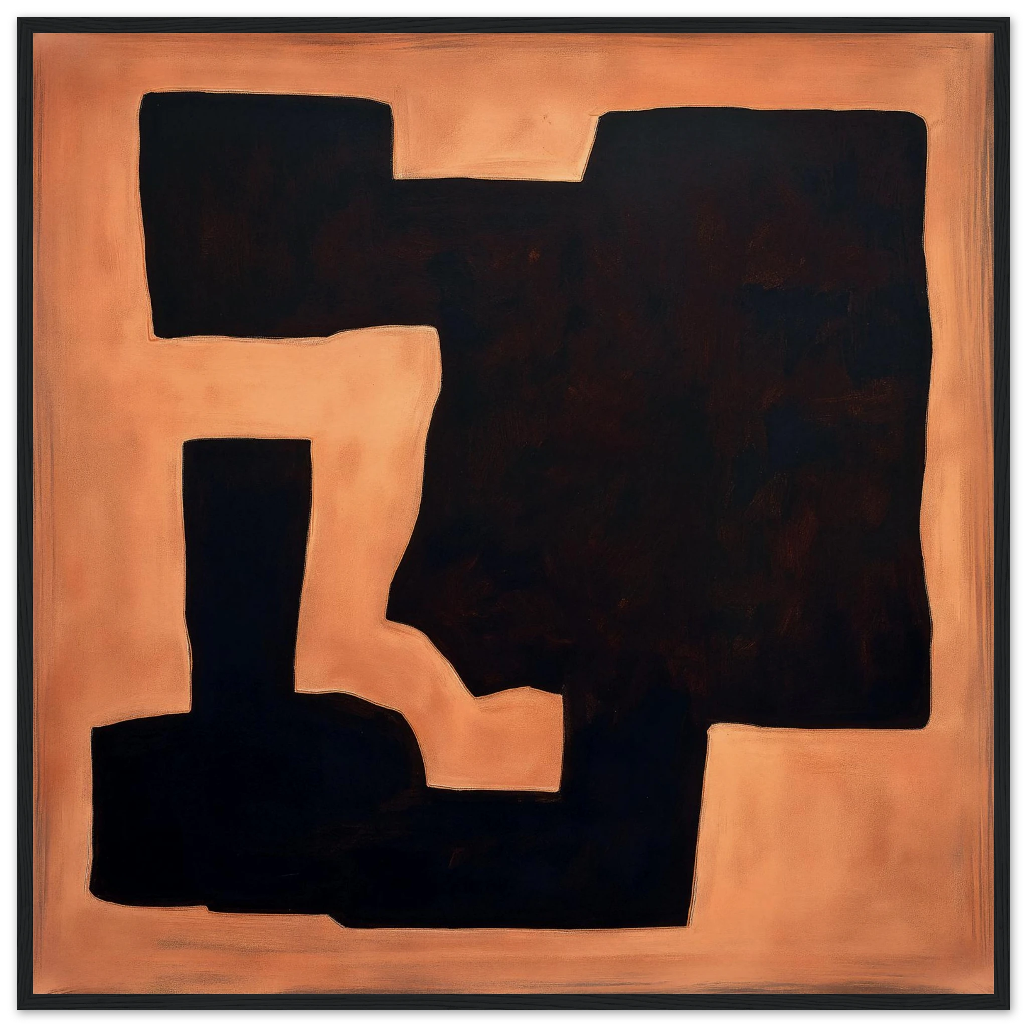 Terracotta Fragment abstract wall art in warm burnt orange and soft cream, angular ceramic shard form with textured earth tones